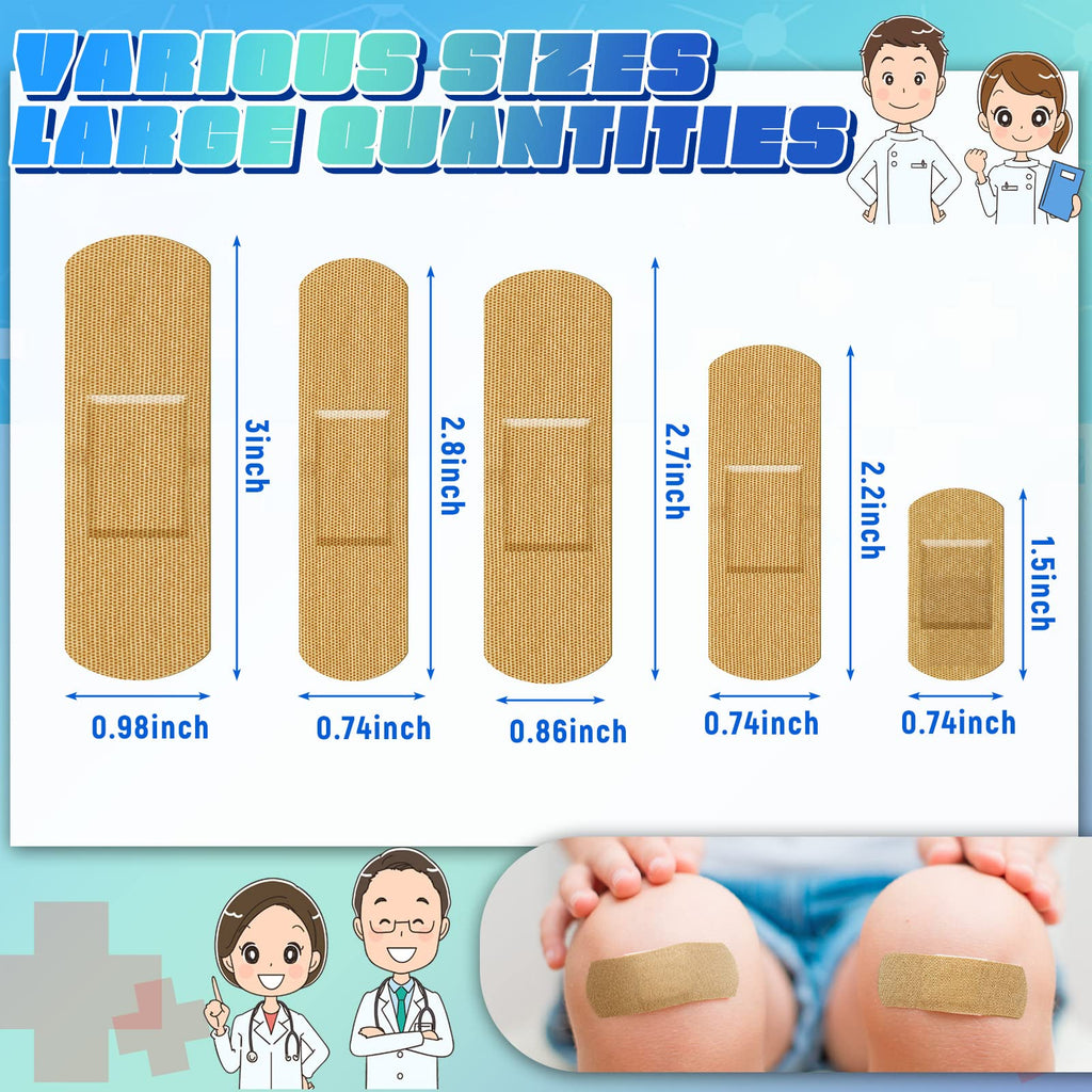 Supervitae 500 Pcs Adhesive Bandages Assorted Sizes Flexible Breathable Bandages Patch for Family First Aid Skin Wrap Finger Wou