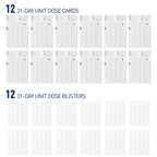Ezy Dose Disposable (31-Day) Pill, Medicine, Vitamin Organizer Box | Monthly Planner Refill Pack | Kit includes 12 Cards and Bli