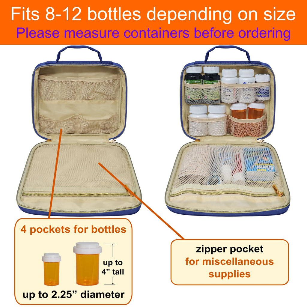 StarPlus2 Medium Pill Bottle Organizer, Medicine Bag, Case, Carrier for Medications, Vitamins, and Medical Supplies - Travel Med