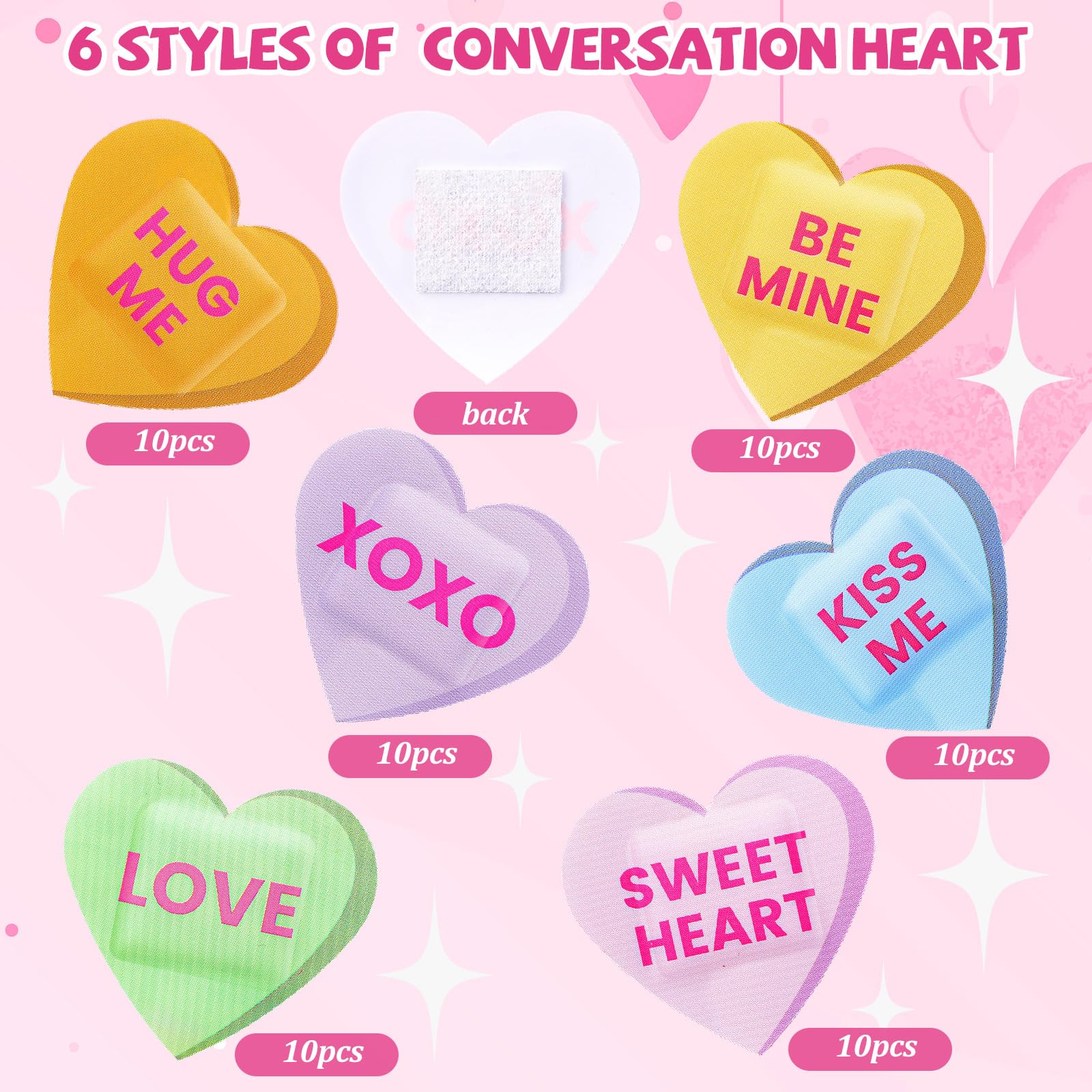 60 Pcs Valentine Conversation Heart Bandage Back to School Pencil Crayon Cute Bandage Candy Heart Valentine Gift for Kid Him Her