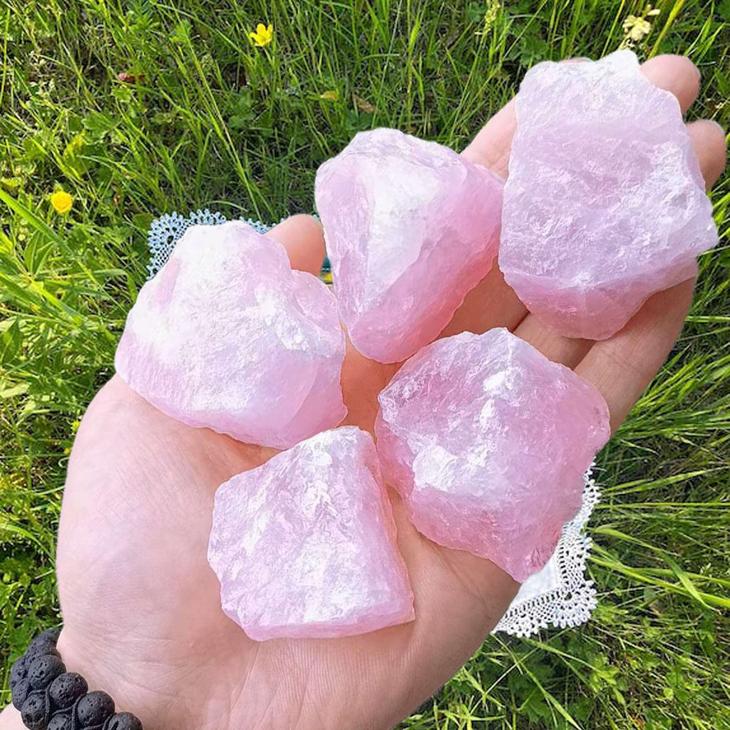 LAIDANLA Rose Quartz 2'' Natural Rough Stones Crystal Large Raw Crystals Bulk Healing Gemstones for Reiki Healing Tumbling Fount