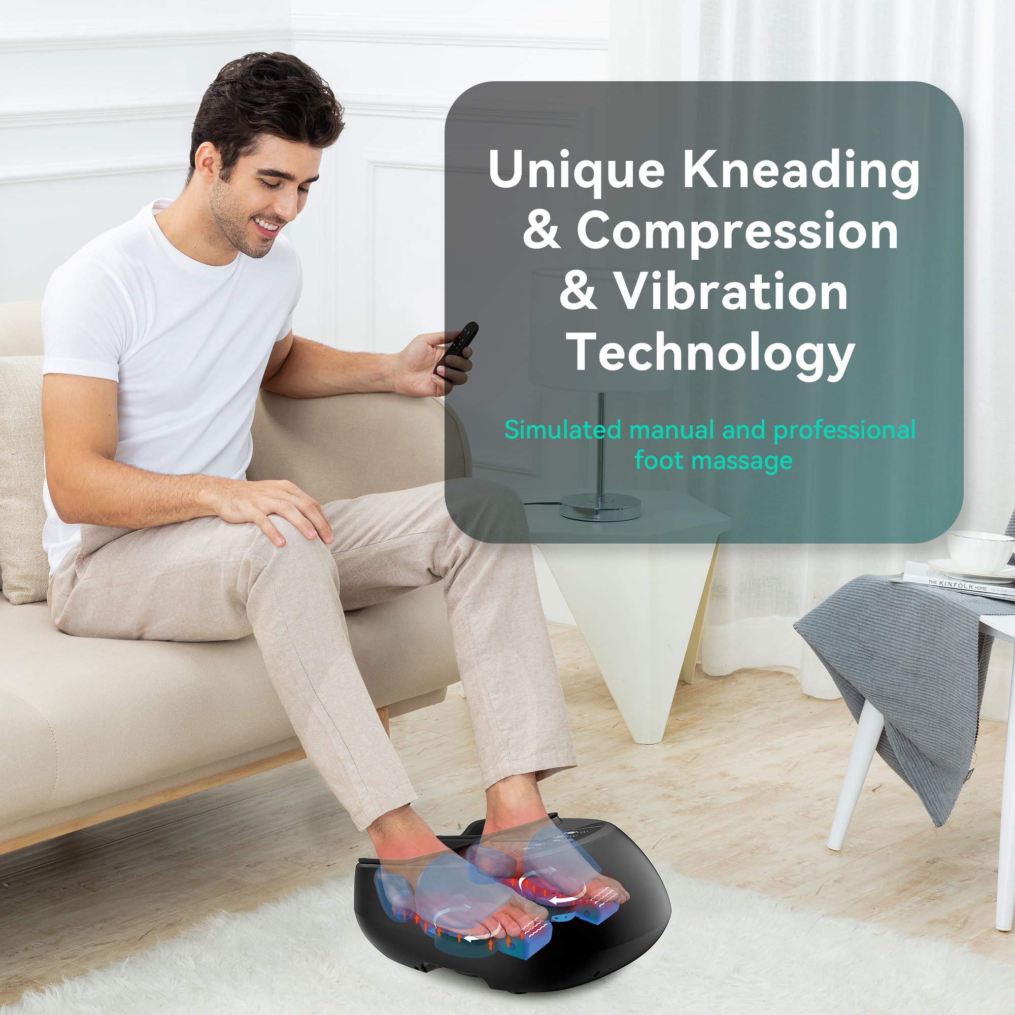 Snailax Shiatsu Foot Massager with Heat, Feet Massage for Plantar Fasciitis Neuropathy, Remote Control, Up to Size 13, Gifts for