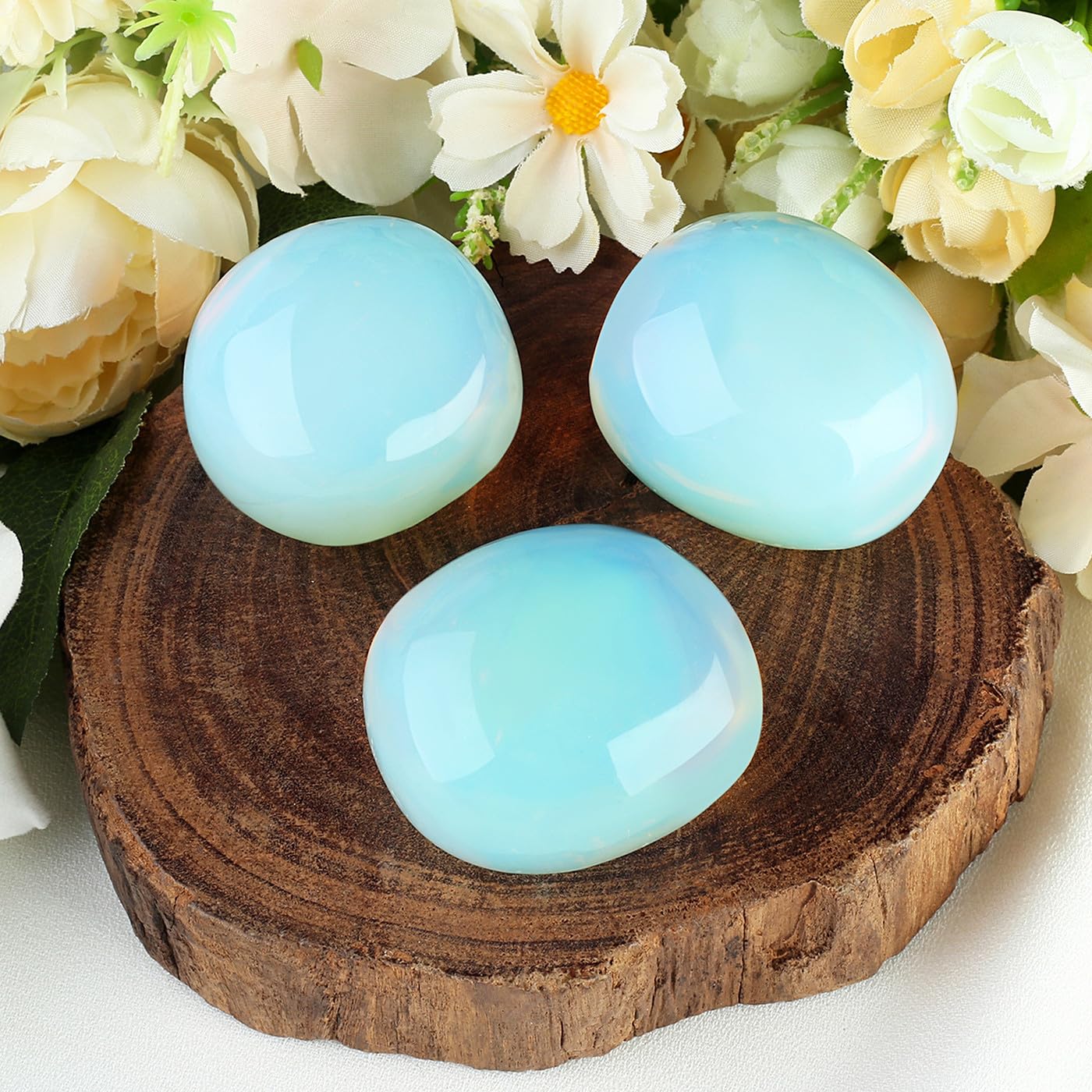 MAIBAOTA 1.6-2.0'' Opal Crystal Large Opal Stone Reiki Natural Tumbled Polished Stones for Energy Witchcraft Therapy Meditation