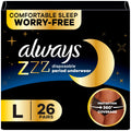 Always ZZZs Disposable Period Underwear, Size L, Absorbs 5X More Than an Ultra Thin Overnight Pad, Comfortable Sleep Worry-Free 