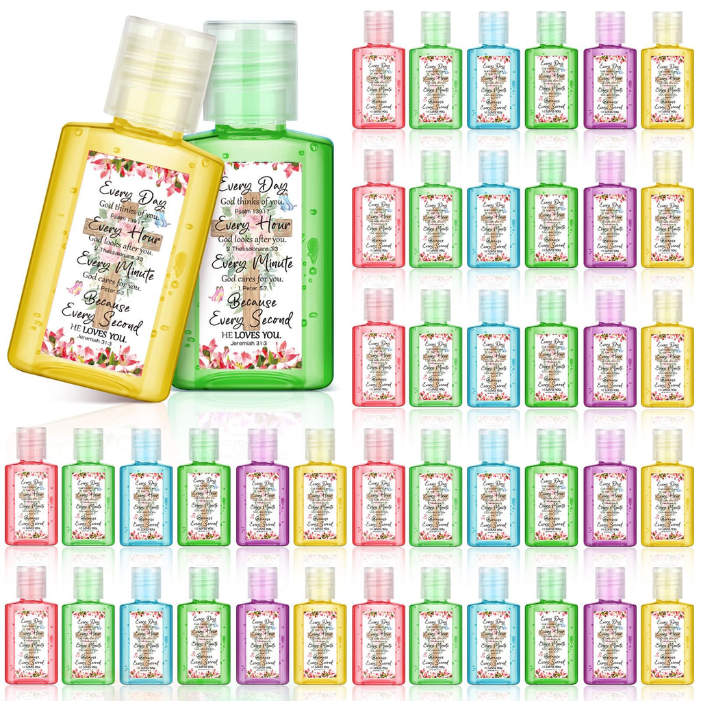 Gejoy 48 Pack Christian Hand Sanitizer Bible Verse Mini Hand Sanitizer Bulk Travel Size Christian Gift for Women Bible Religious