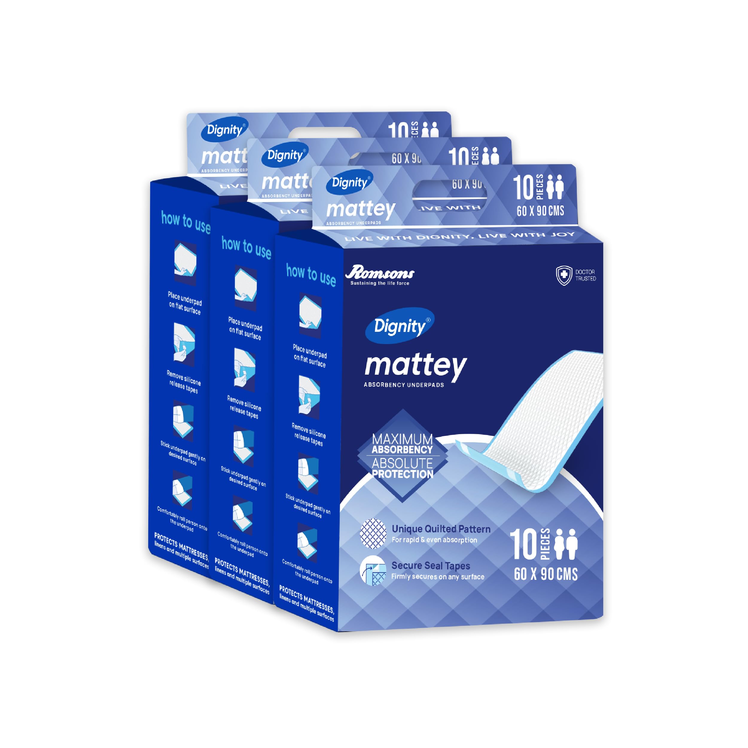 Dignity Mattey Disposable Underpads For Adults, 60X90 Cm (30 Pieces)