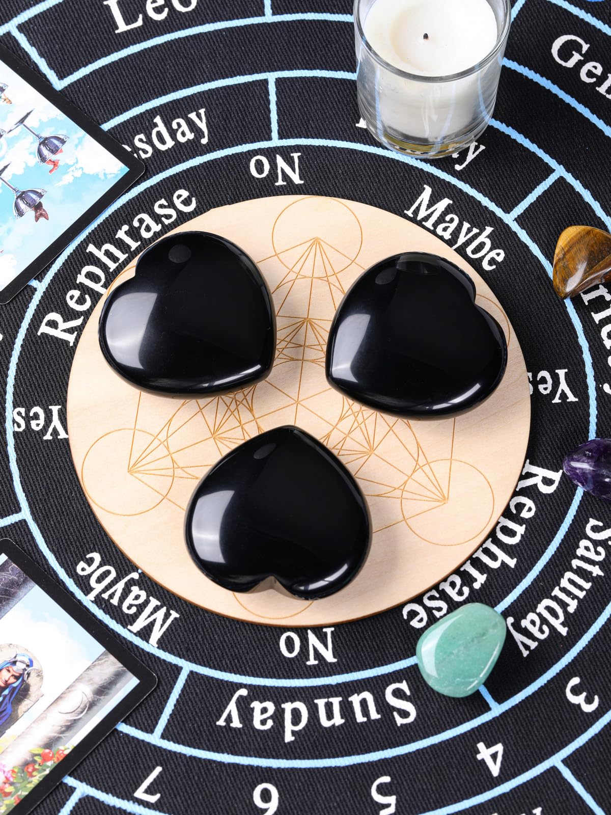 Jovivi 60mm Large Black Obsidian Crystal Heart Healing Crystals Heart Stones Polished Pocket Love Gemstones Chakra Reiki Energy