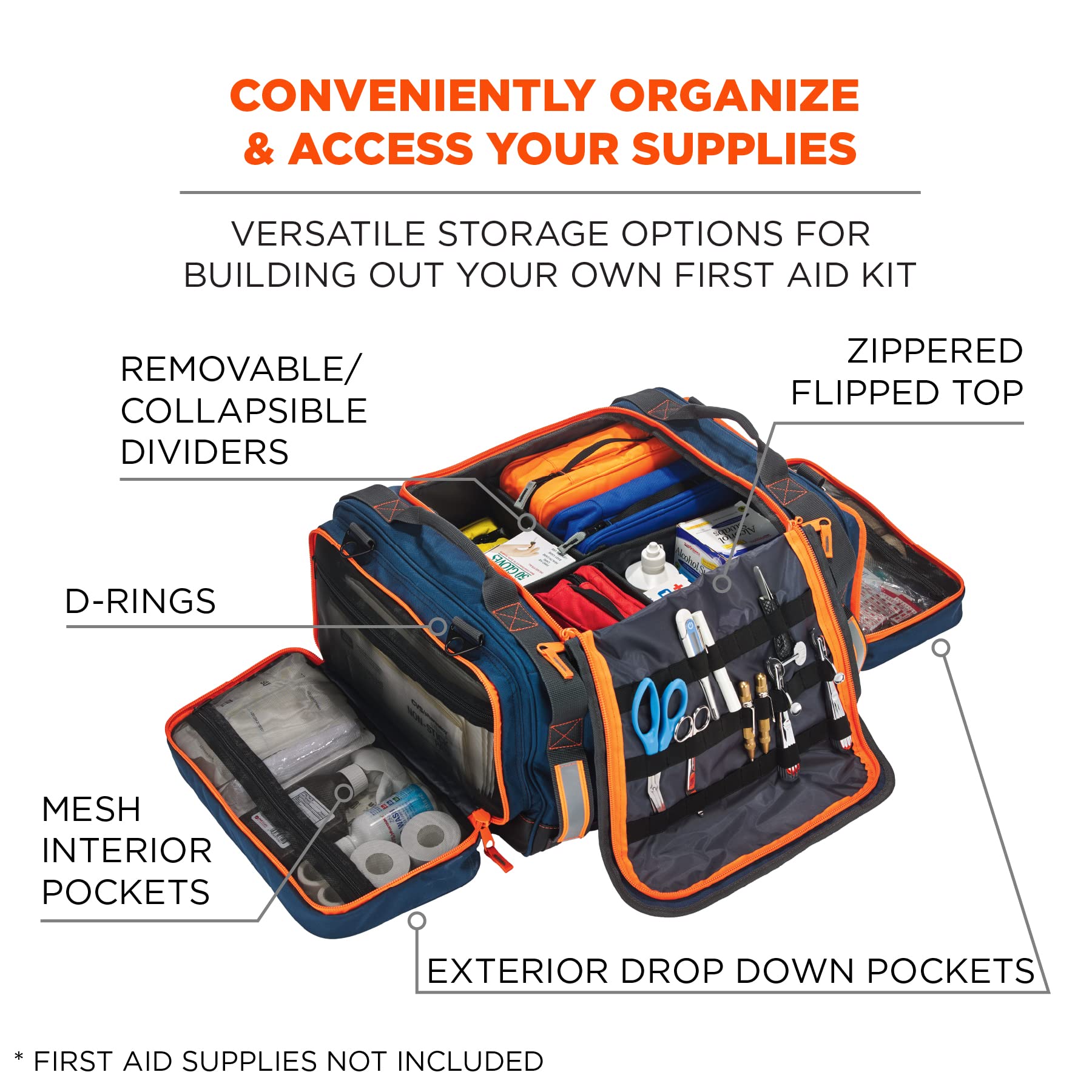 Ergodyne Arsenal 5216 First Responder Medical Trauma Supply Jump Bag for EMS, Police, Firefighters , Blue