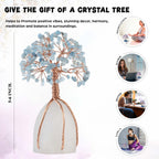 Aquamarine Gemstone Tree of Life - Natural Quartz Stone Base, Copper Wire Money Tree, Crystal for Positive Energy - Attract Good