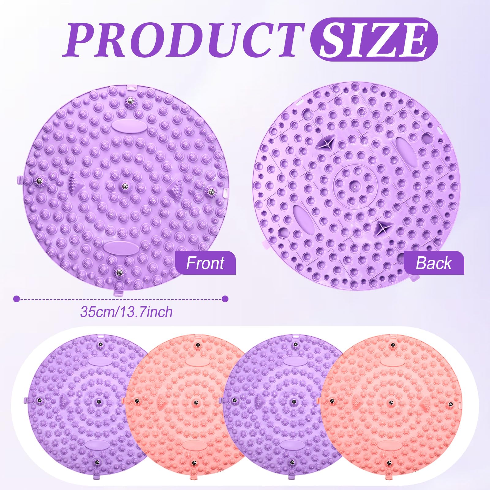 Threlaco 4 Pack Foot Massager Mat Foot Reflexology Pad with Magnetic Relaxation Massage Feet Pressure Point Pad Anti Fatigue Wal