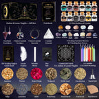 Witchcraft Supplies Kit, 80Pack Witch Starter Kit Wiccan Supplies and Tools Witchy Gifts for Beginners, Spell Candles, Chakra He