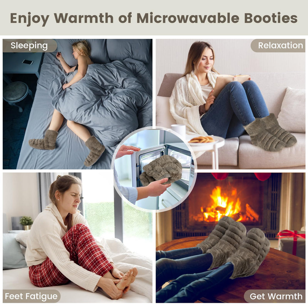 Microwavable Booties for Discomfort Reduction, Heated Foot Warmers for Reduce Aching, Foot Heater, Microwave House Shoes for Col