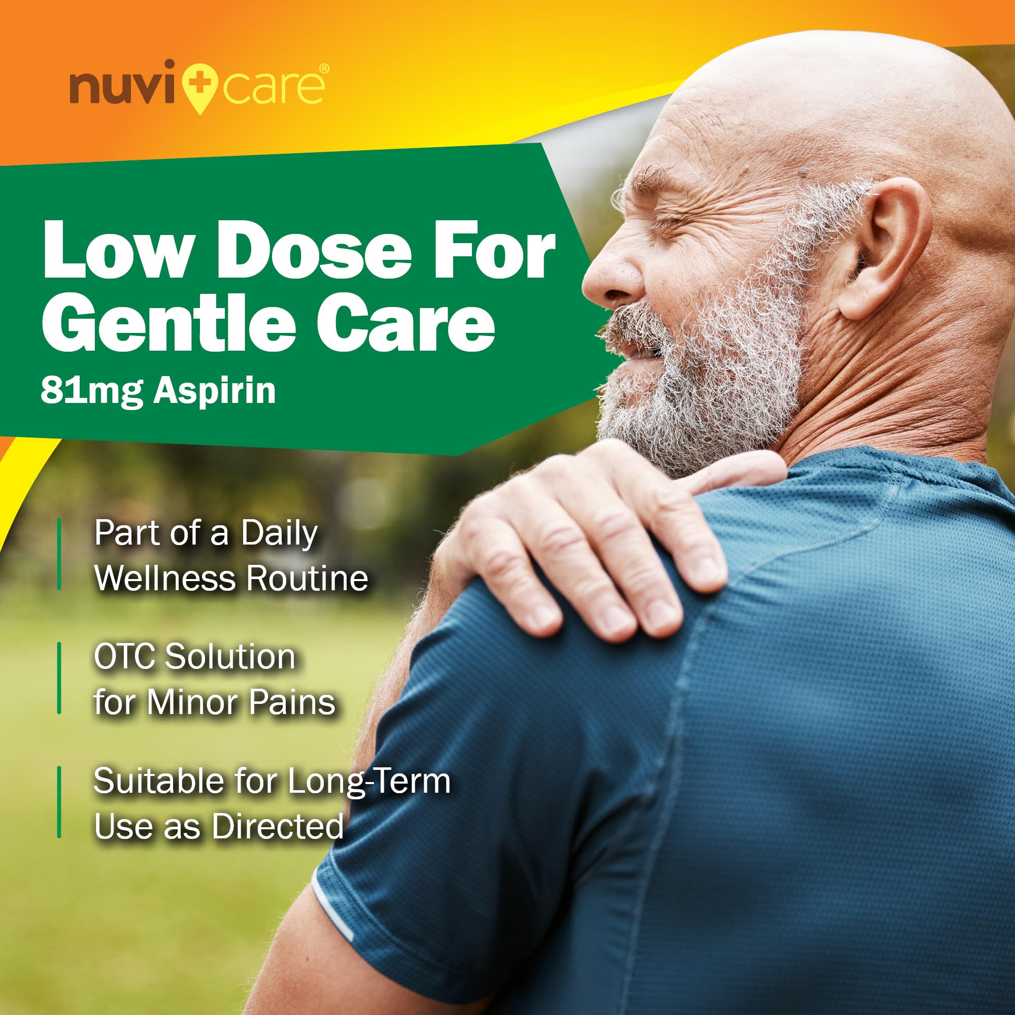 NUVICARE Low Dose Aspirin 81mg for Adults Coated Caplets - Compare to Active Ingredient in Low Dose Bayer Aspirin 81mg for Adult