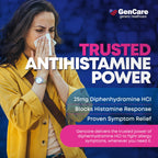 GenCare - Allergy Relief Medicine | Antihistamine Diphenhydramine 25mg (600 Tablets Per Bottle) Value Pack | Relieve for Itchy E