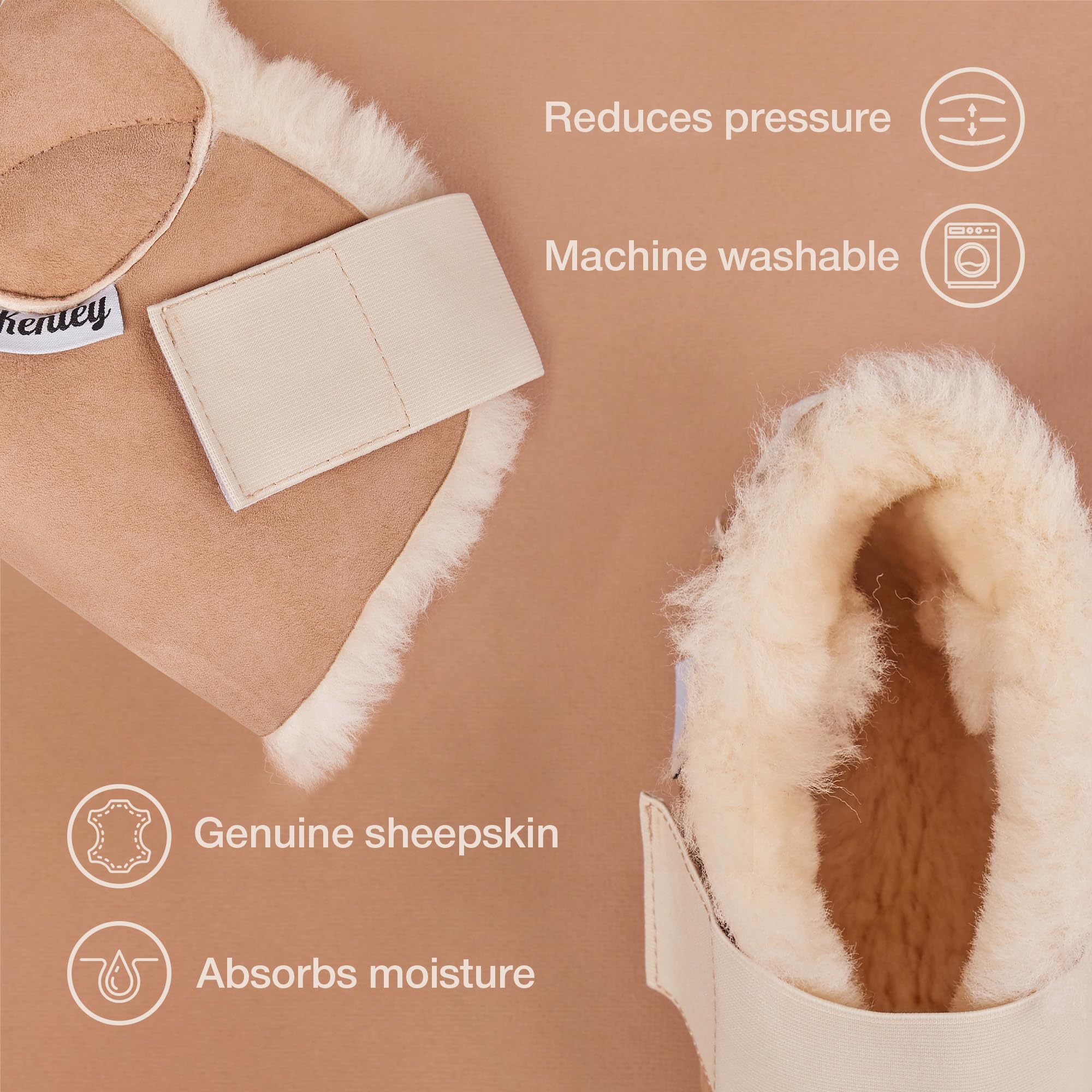 Heel Protectors for Pressure Sores One Size - 100% Medical Sheepskin - Heel Protectors for Bed Sores - Soft Lambs Wool Foot Pill
