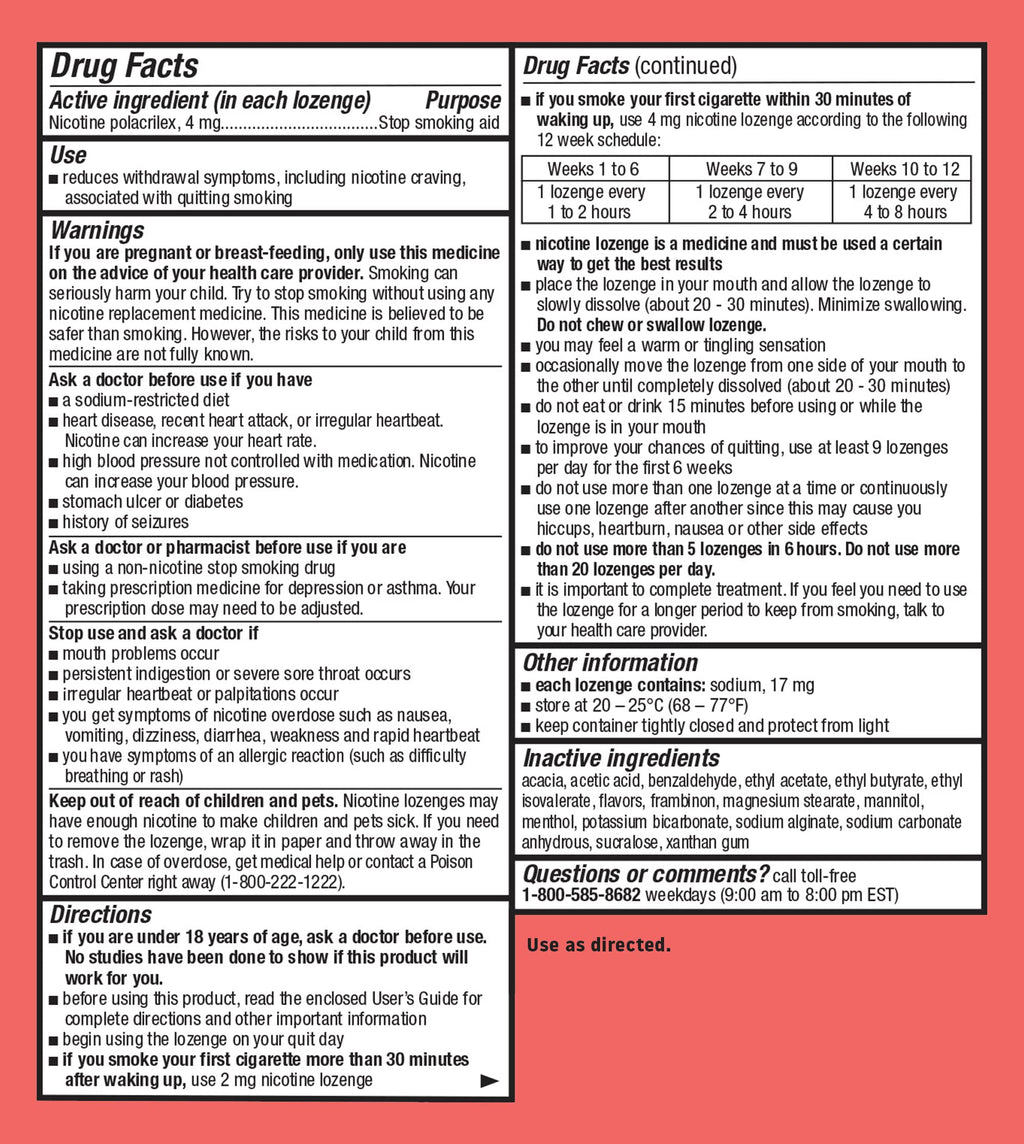 Habitrol Nicotine Lozenges 4 mg Cherry Flavor - 135 Count - Stop Smoking Aid - Reduce Cravings and Withdrawal Symptoms