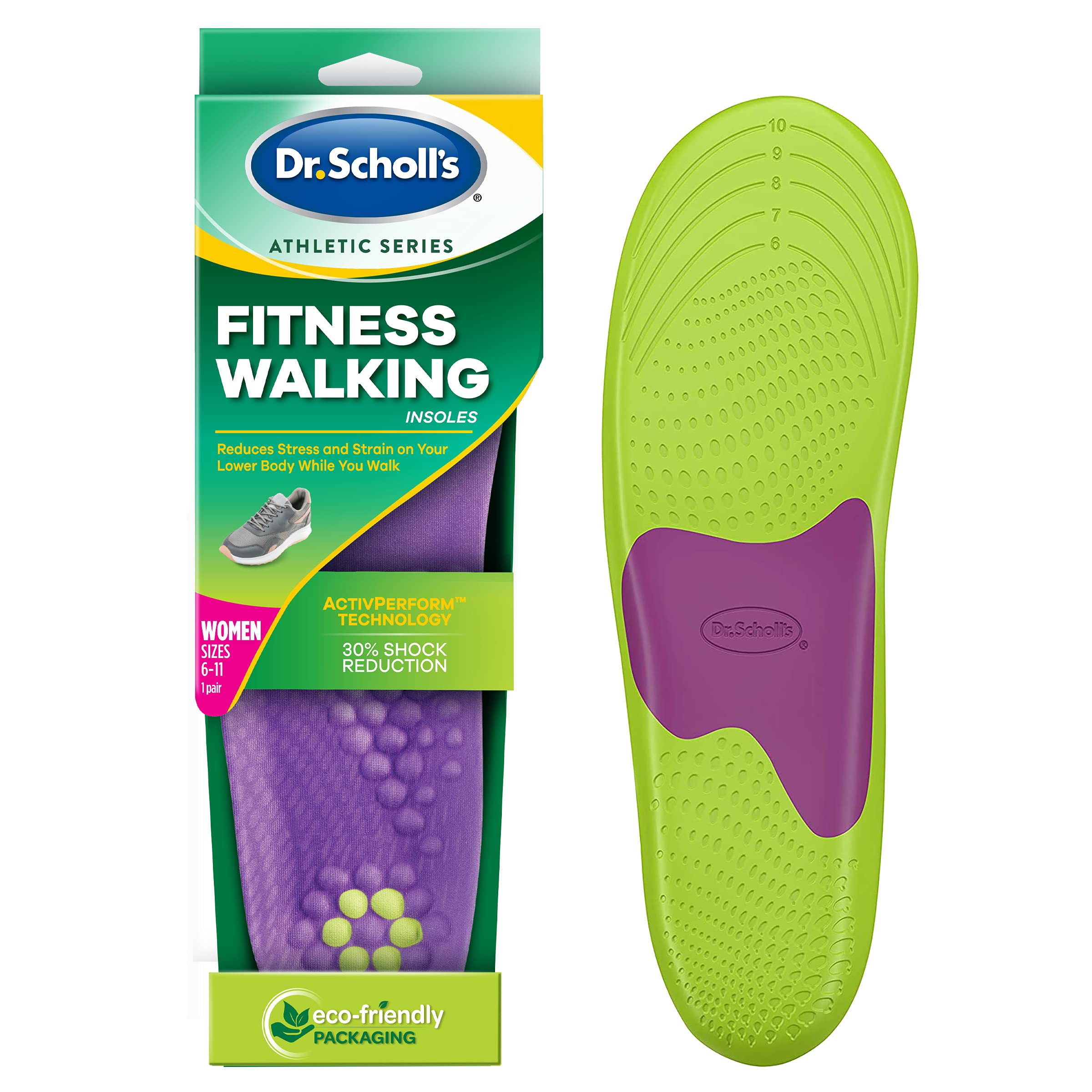 Dr. Scholl s Athletic Series Fitness Walking Insoles, Womens Size 6-11, 1 PairMen s 8-14 1 Pair