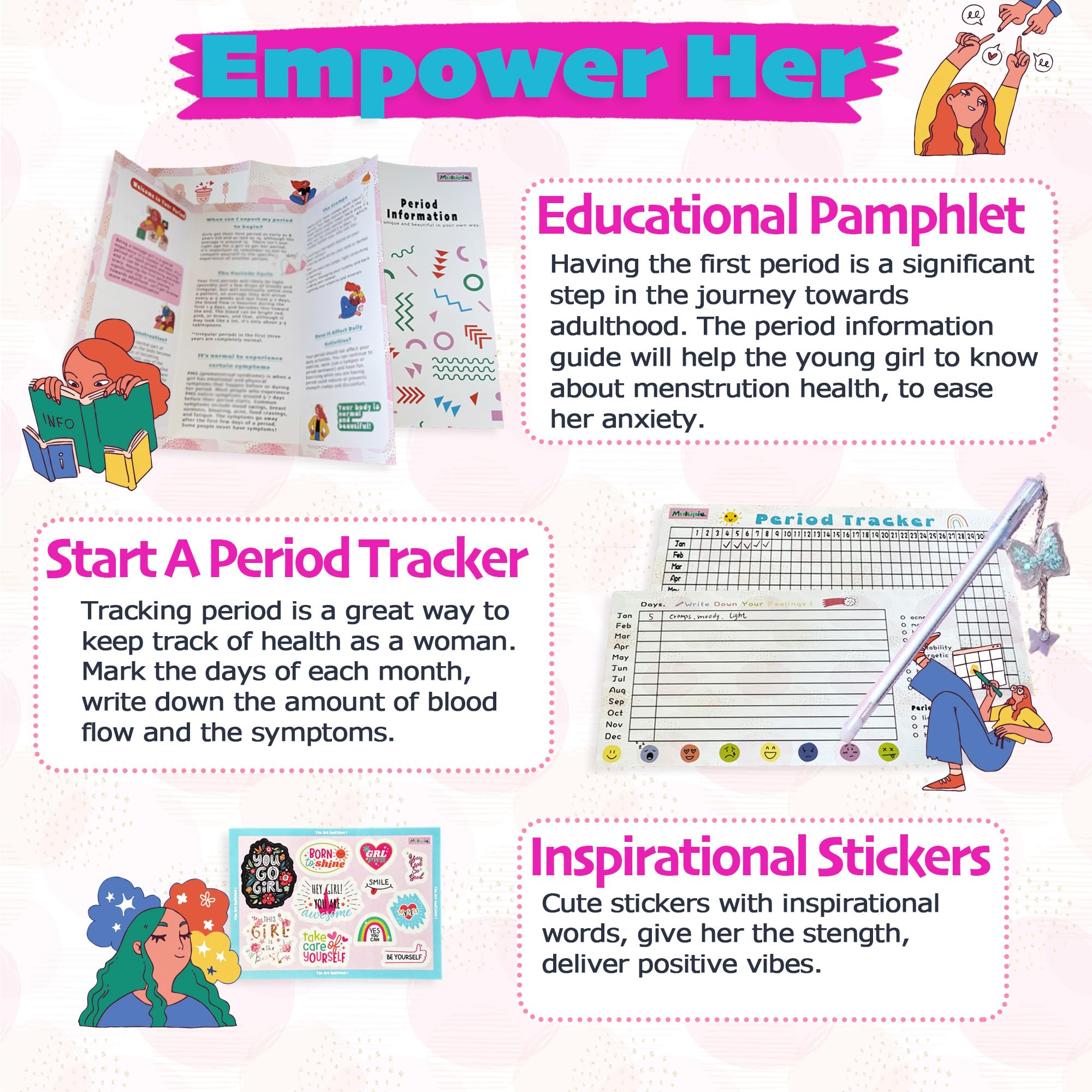 First Period kit for Girls | 22 PC Period Packs for Young Girls First Time | First Period Gift for Teen Girls with Sanitary Pad