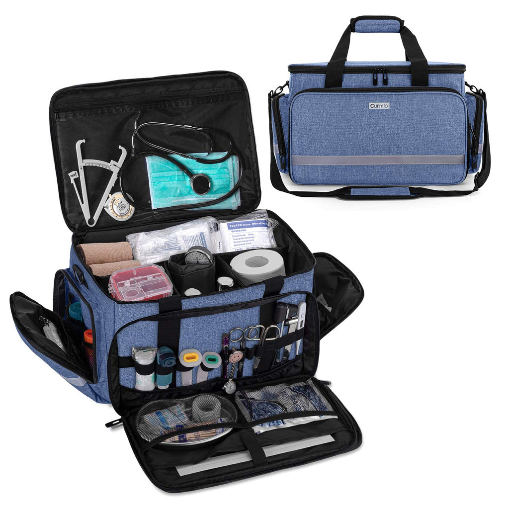CURMIO Nurse Bag, Medical Bag with Inner Dividers and No-Slip Bottom for Home Visits, Health Care, Hospice, For Nursing Students