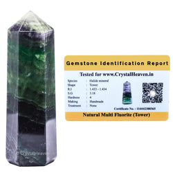 Crystal Heaven Certified Multi Fluorite Crystal Tower Obelisk Point For Chakra, Healing & BalancingAaa Grade Original Certified