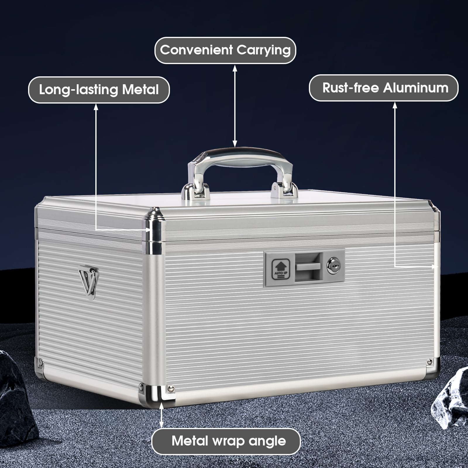 ZORVIDSON Medicine Lock Box, First Aid Kit Medication Storage Box with Lock, Layered Aluminum Daily Medicine Box with Key Family