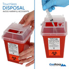 Oakridge Products Sharps Container for Home Use and Professional 1 Quart (10-Pack), Biohazard Needle and Syringe Disposal, Small