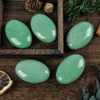 Loveliome Natural Green Aventurine Oval Polished Worry Stones, Healing Crystal Indoor Fountain Stones Massage Energy Anxiety Rel