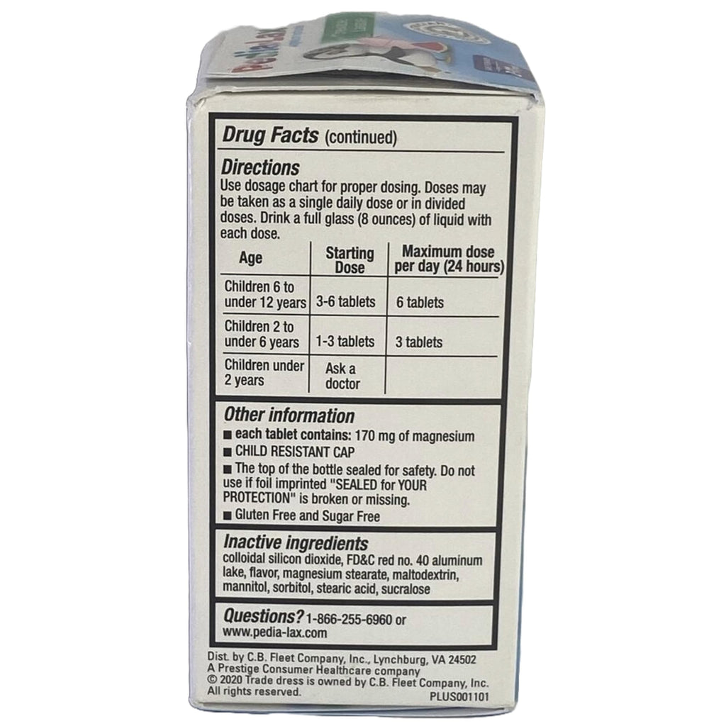 Pedia-Lax Laxative Chewable Tablets for Kids, Ages 2-11, Watermelon Flavor, 30 CT