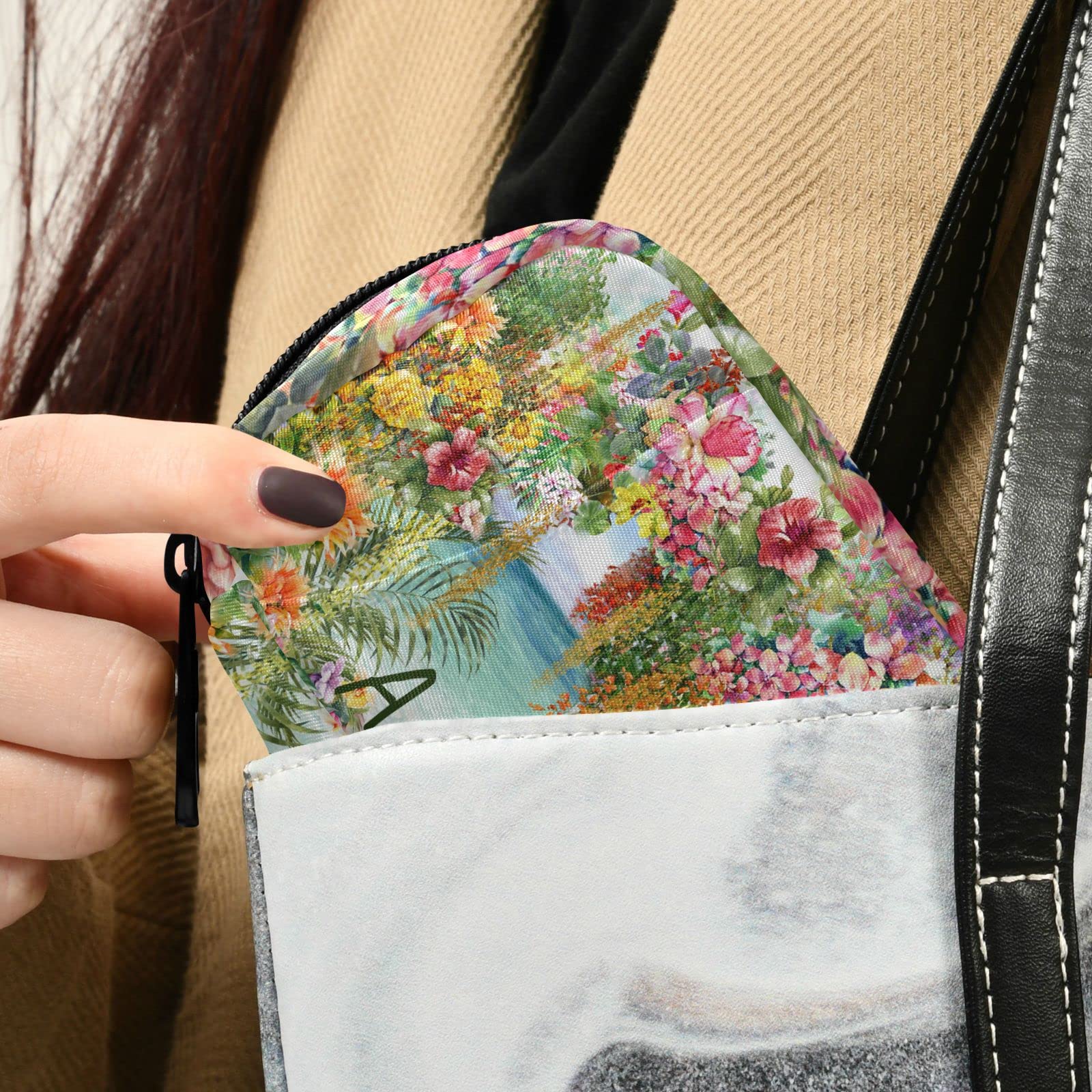 Custom Pill Box 7 Day Pill Case Bag Oil Painting Hawaii Flowers Personalized Name Travel Pill Organizer Bag with Zipper Portable