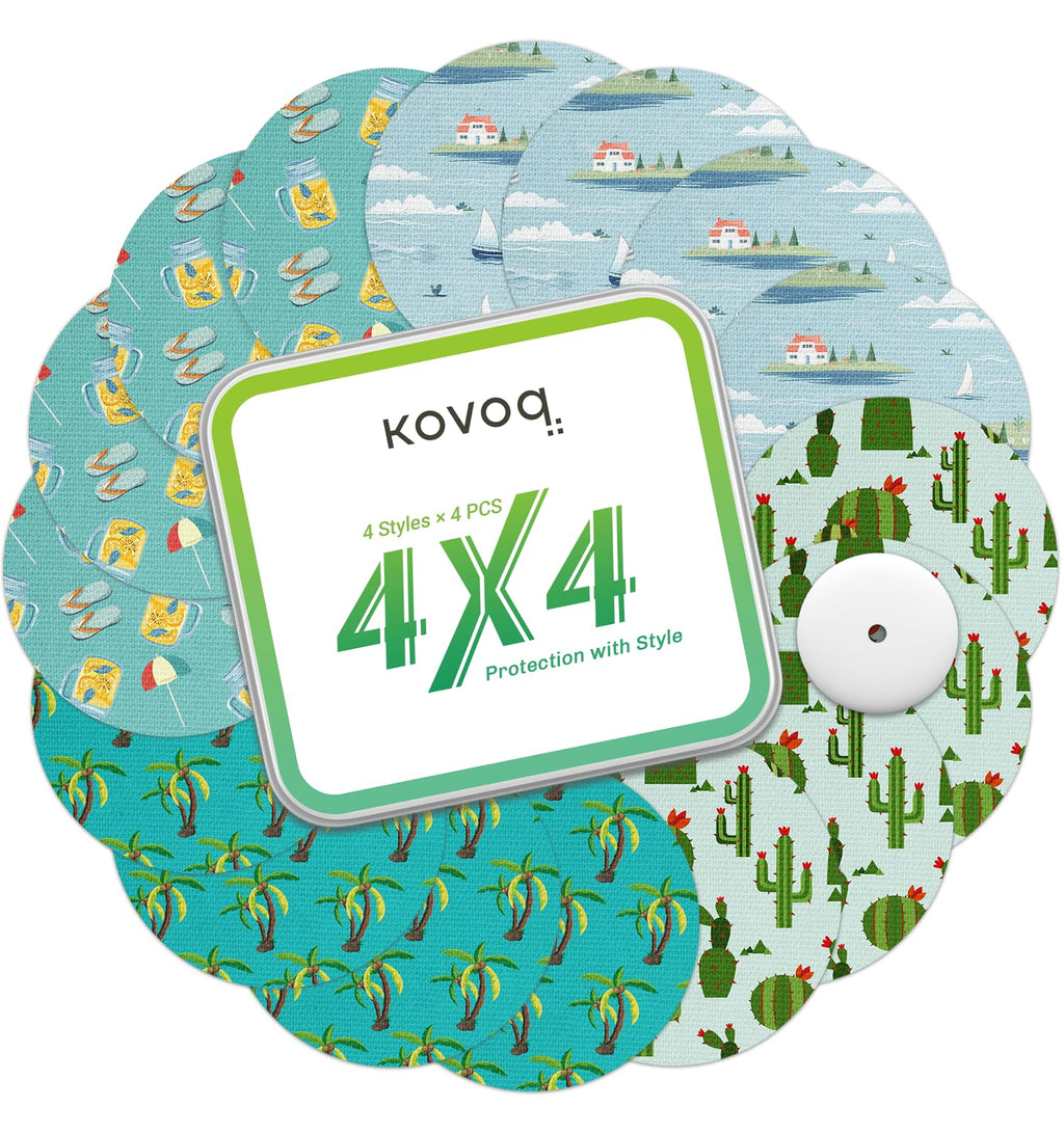 Freesytyle Libre 3 & Plus Sensor Covers Cute, Kovoq 16 Pack Freestyle Libre 3 Sensor Patches with Protecive Hard Shell Cap, Patt