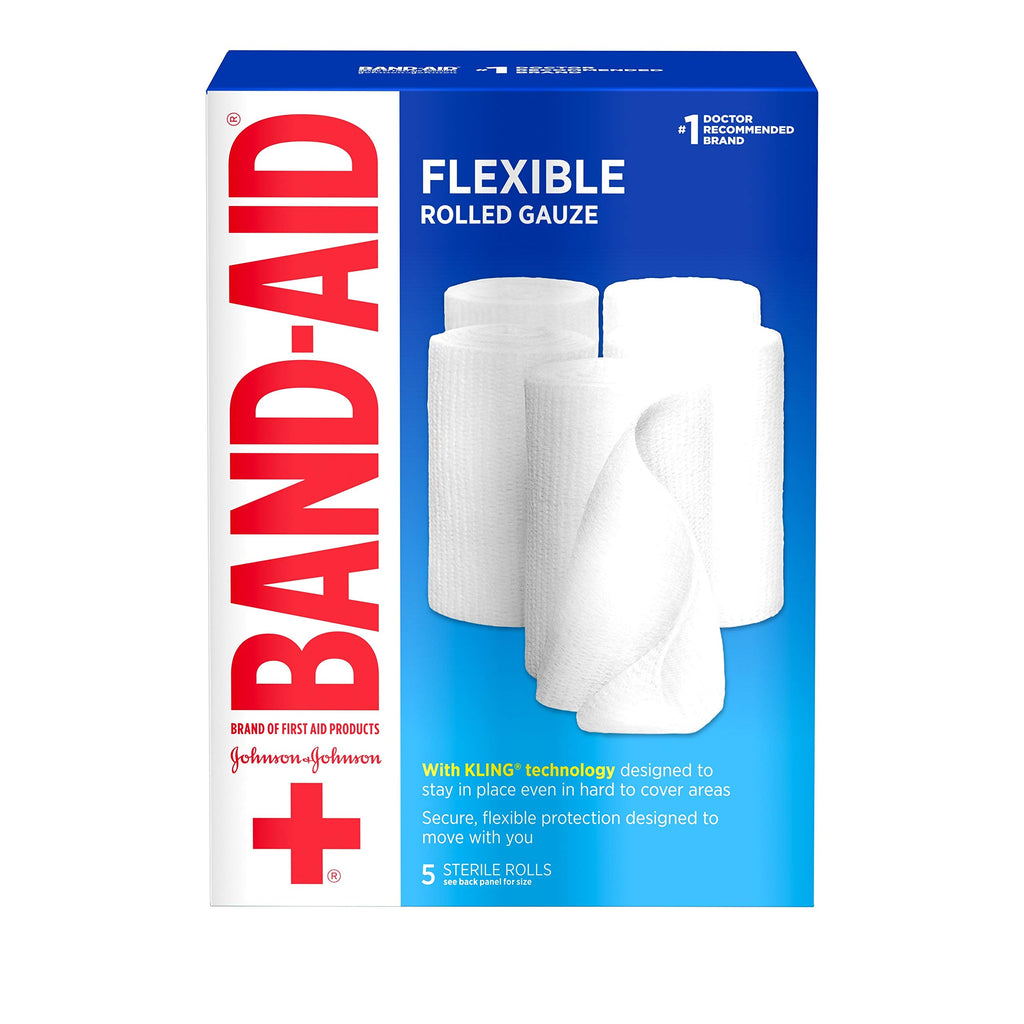 Band Aid Brand of First Aid Products Flexible Rolled Gauze Dressing for Minor Wound Care, Soft Padding and Instant Absorption, 4