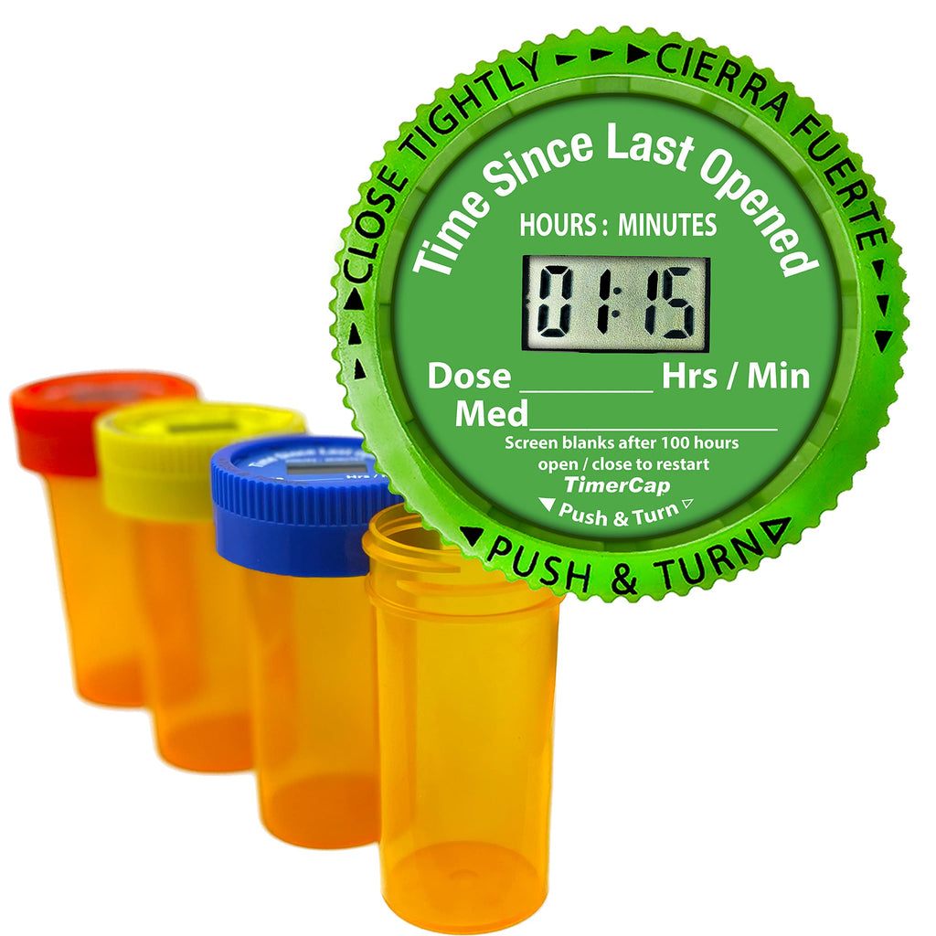 TimerCap Automatically Displays Time Since Last Opened - Built-in Stopwatch Smart Pill Bottle Cap Medication Reminder Case ( Qty