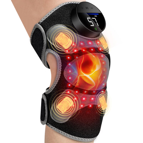 HALIDODO Upgrade 4 Vibration Massage Area Knee Brace & Red Light Therapy for Knee Pain Relief 660nm&850nm Red Light Therapy Devi