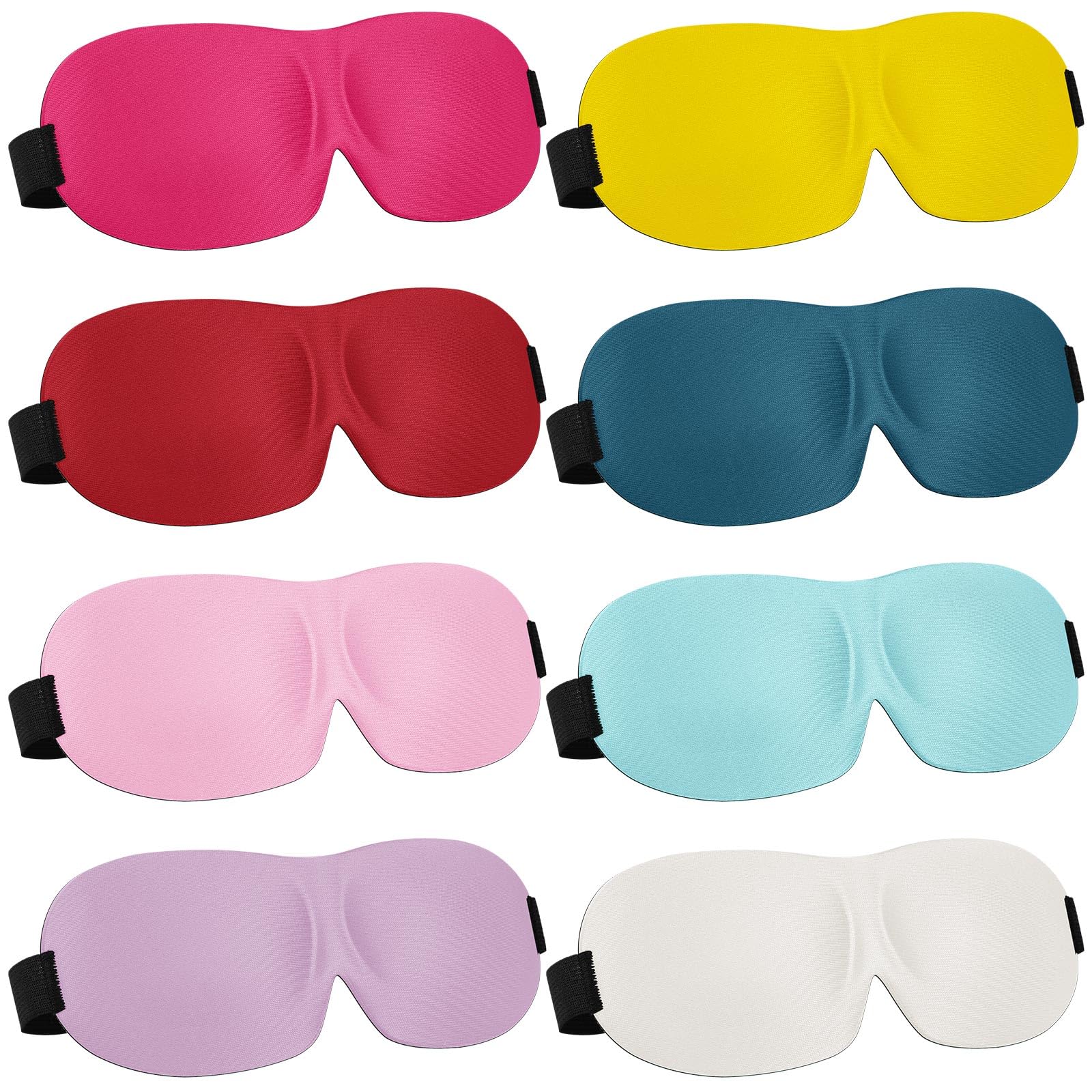 Bencailor 8 Pcs Sleep Eye Mask for Side Sleeper Men Women 3D Contoured Eyes Blackout Covers for Sleep with Adjustable Strap Bloc