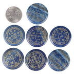 mookaitedecor 7 Piece Lapis Lazuli Stones with Engraved Magic Archangel Symbol Polished Palm Stone for Reiki Crystal Healing