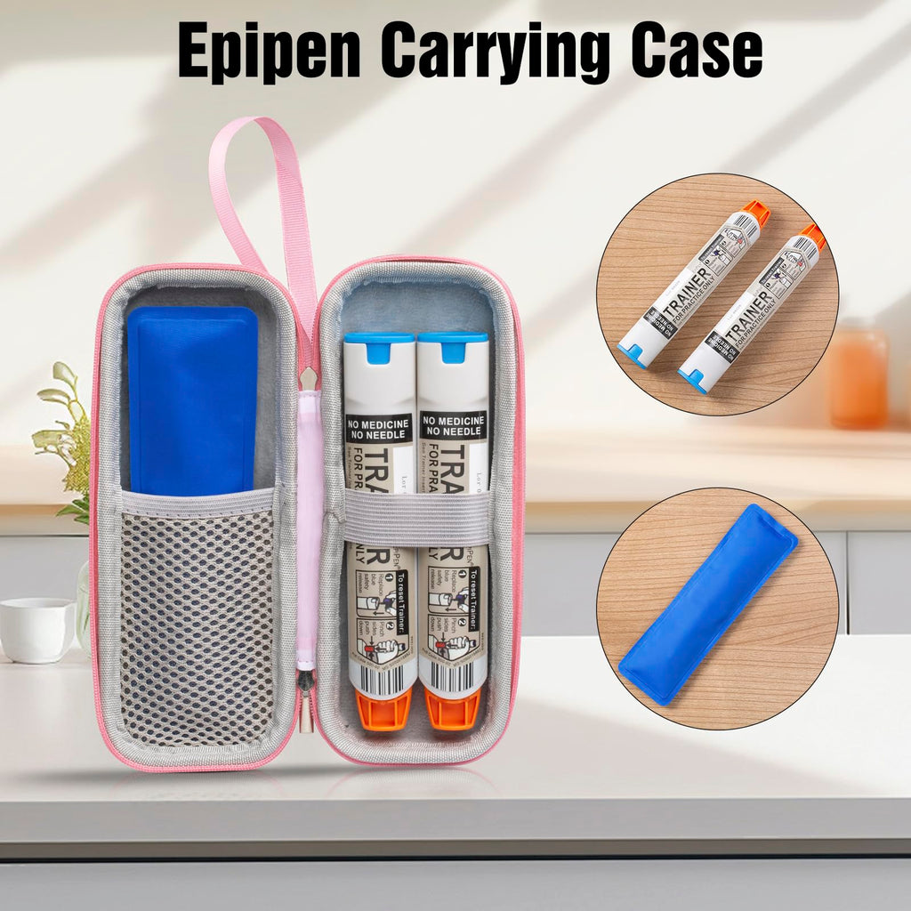 EpiPen Medical Carrying Case, Epi Pens Carrying Case for Travel, Medication Organizer Bag, Fits 2 EpiPens, Asthma Inhaler, Aller