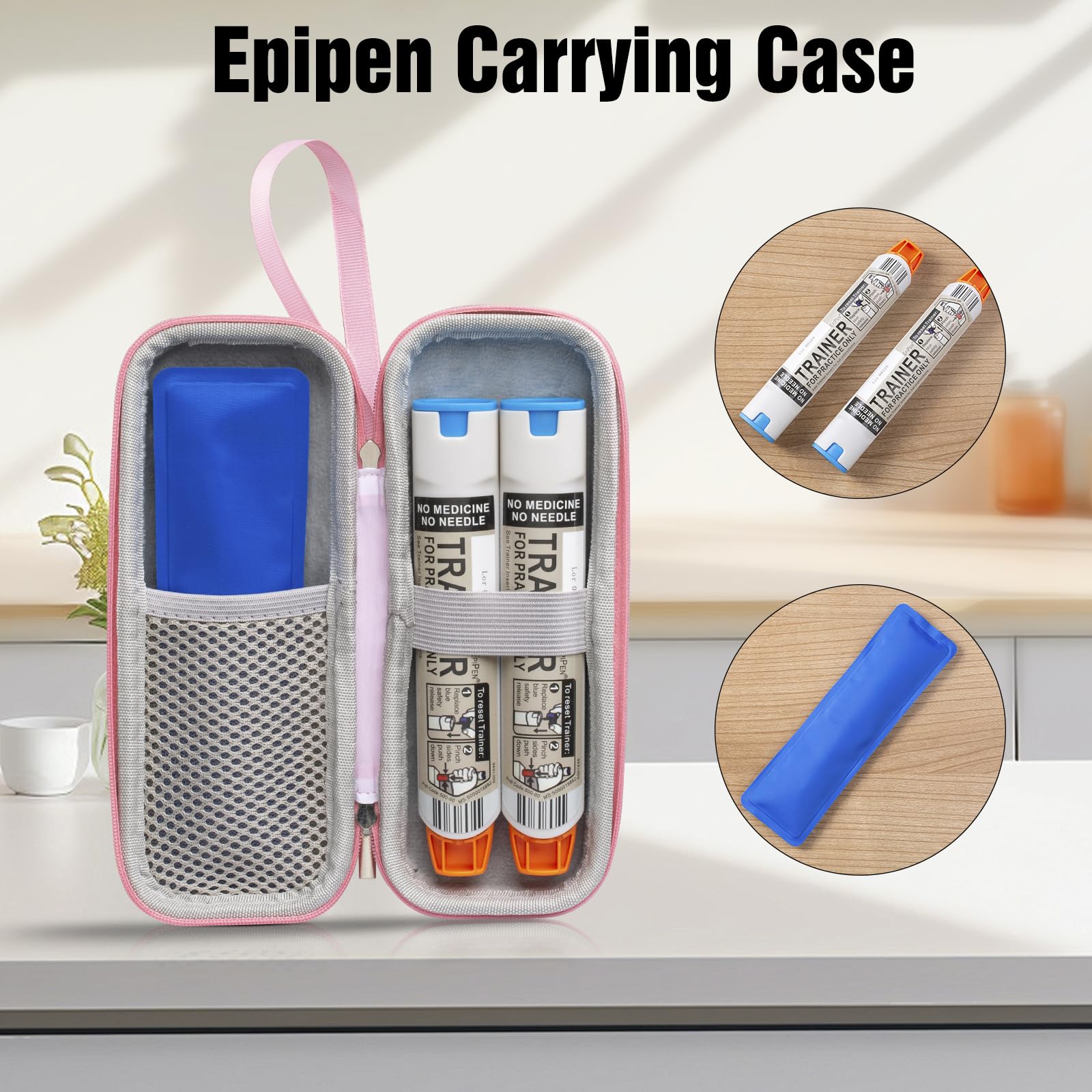 EpiPen Medical Carrying Case, Epi Pens Carrying Case for Travel, Medication Organizer Bag, Fits 2 EpiPens, Asthma Inhaler, Aller