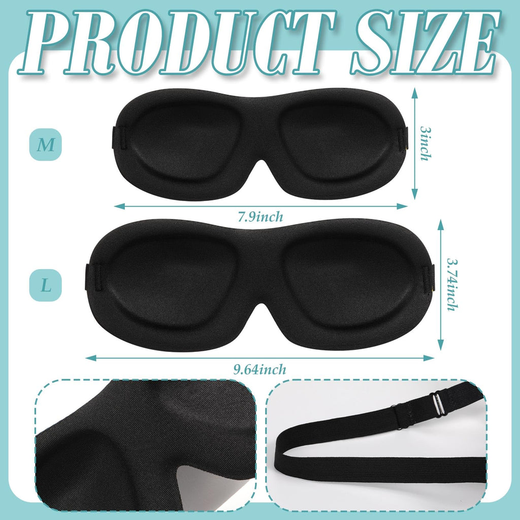 Bencailor 8 Pcs Sleep Eye Mask for Side Sleeper Men Women 3D Contoured Eyes Blackout Covers for Sleep with Adjustable Strap Bloc