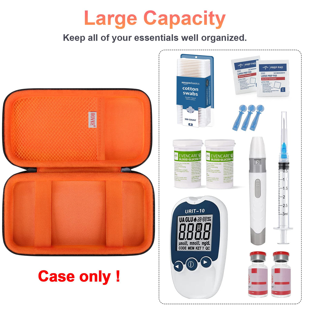 BOVKE Diabetic Supplies Travel Case, Storage Carrying Bag for Diabetes Testing Kit, Blood Glucose Monitor Meters, Test Strips, M