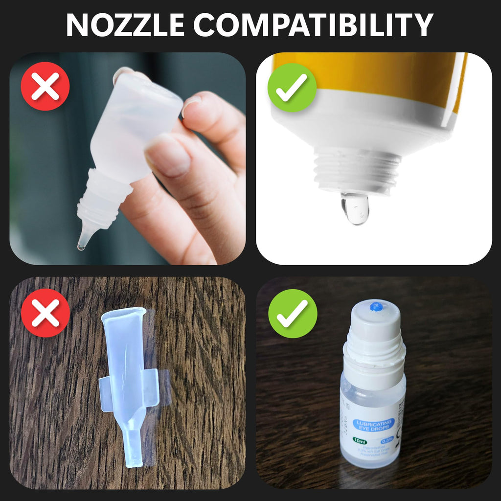 EziDrops Eye Drop Dispenser for Elderly - Suitable for All Ages - Easy-to-Use Eye Dropper Dispenser for Wide/Flat Head Bottles -