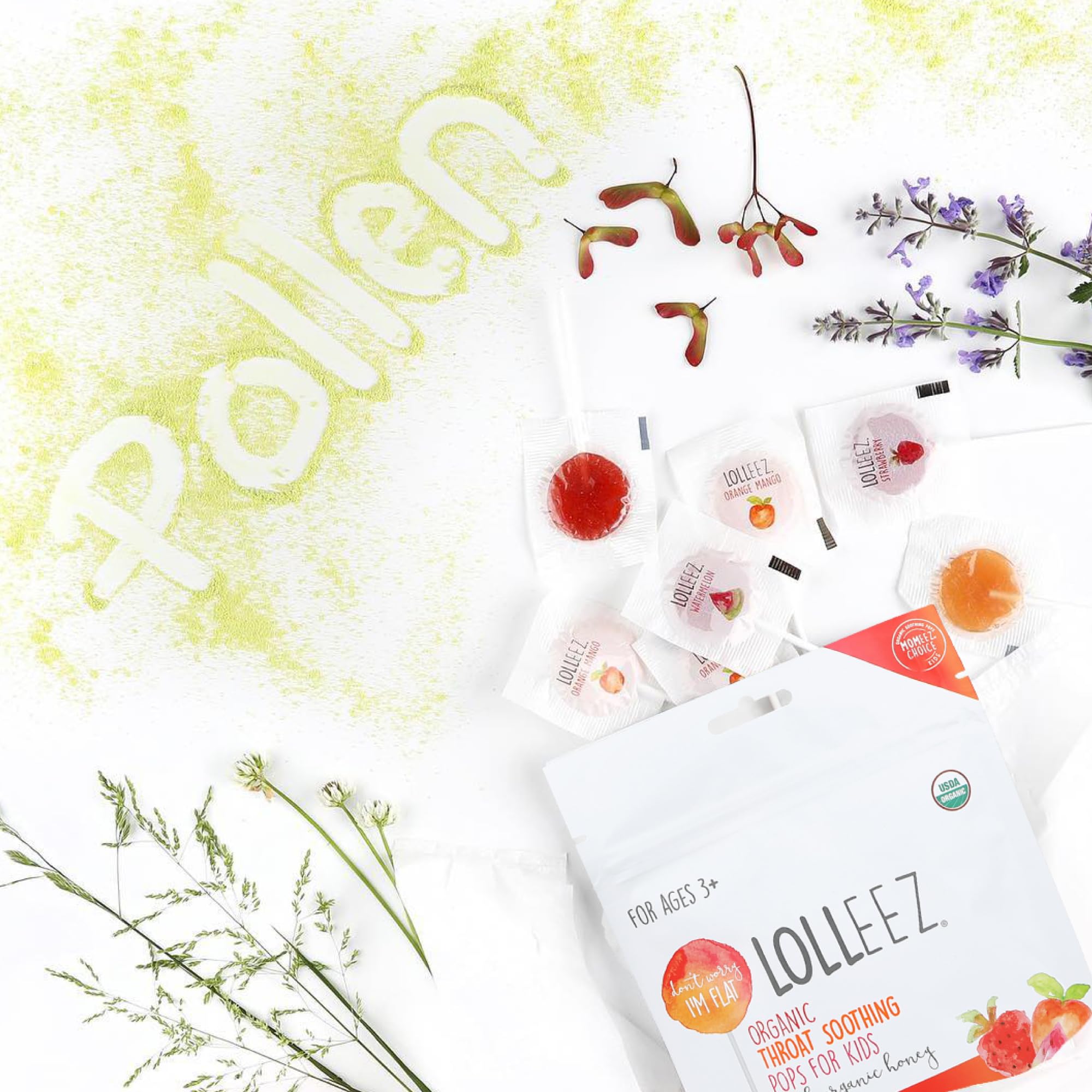 Lolleez Organic Lollipops for Sore Throat Relief - Perfect for Soothing A Sore Throat While Tasting Great - Mixed Berry with Eld