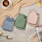 Amylove 3 Pcs Mini Hot Water Bottle for Hot & Cold Compress with Cover 320ml Silicone Microwave Heating Bottles Small Water Bag