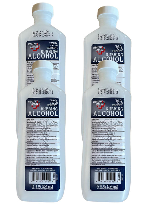 Generic Isopropyl Alcohol 70% Antiseptic and Cleaner (4 12oz Bottles), Clear