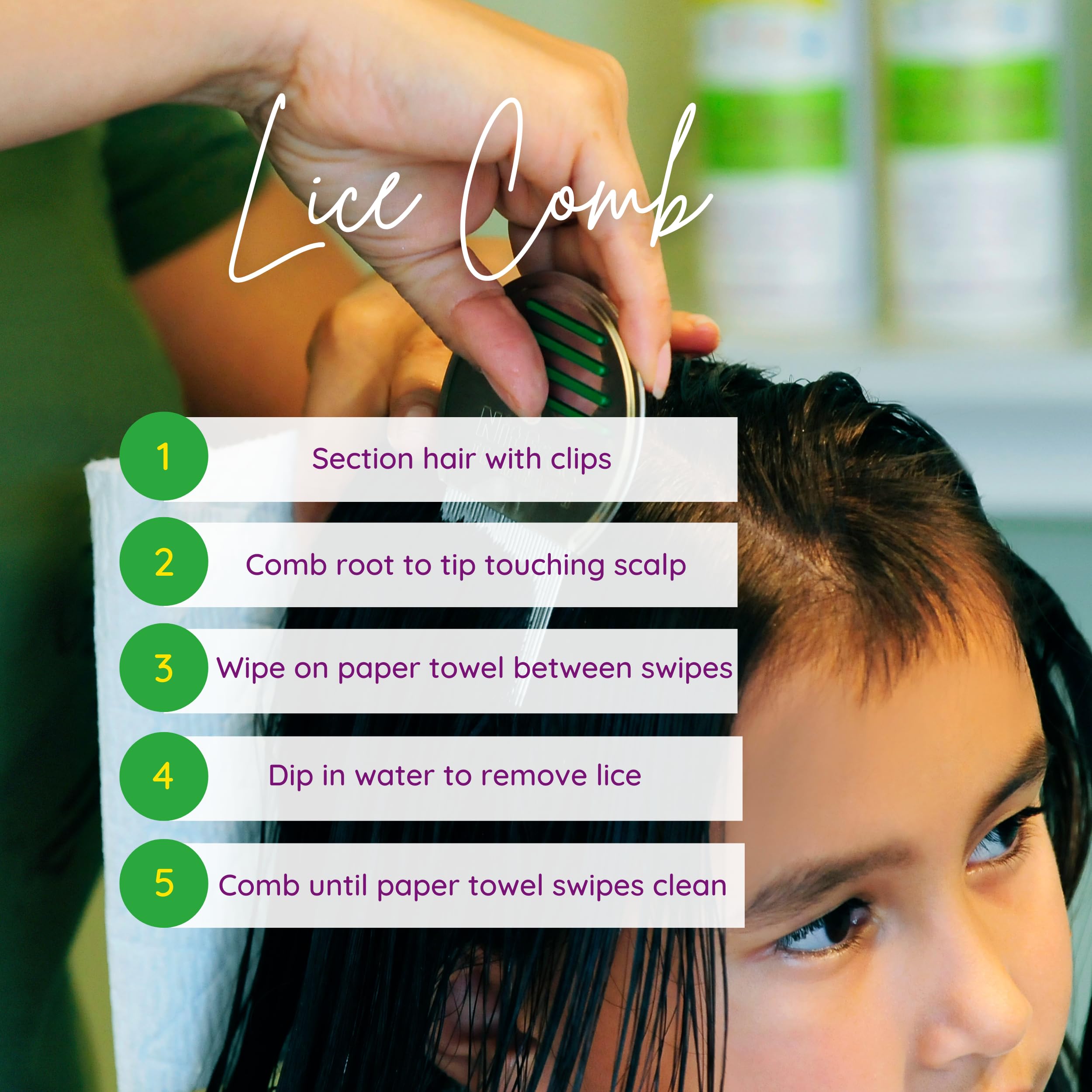 My Hair Helpers Head Lice Solution Kit with Lice Comb, Dimethicone Oil, and Mousse, Easy at Home Use, for 1-2 Kids