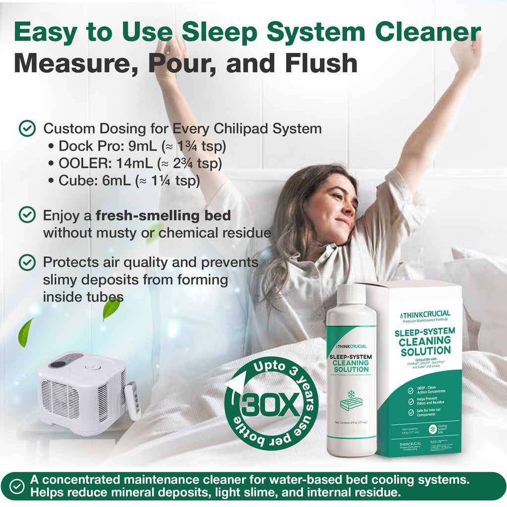 Think Crucial [30x Uses Sleep System Cleaner - Compatible with Chilipad, Chili Sleep Dock Pro, OOLER & Cube Cooling Pad Systems