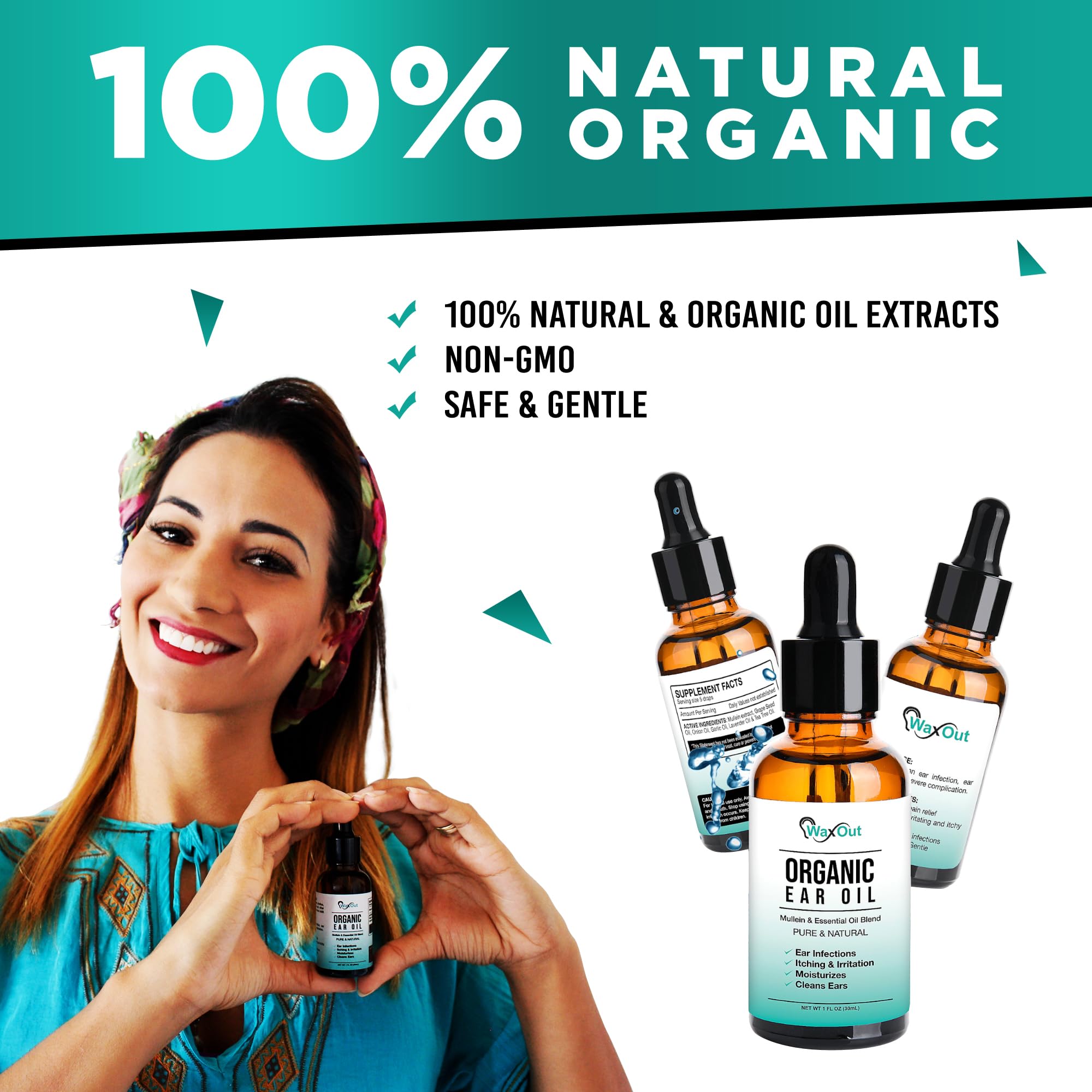 Natural Mullein Ear Wax Removal Oil & Cleaner with Garlic | Pain & Earache Drops | Earwax Softener, Moisturizer & Allergy Soothi