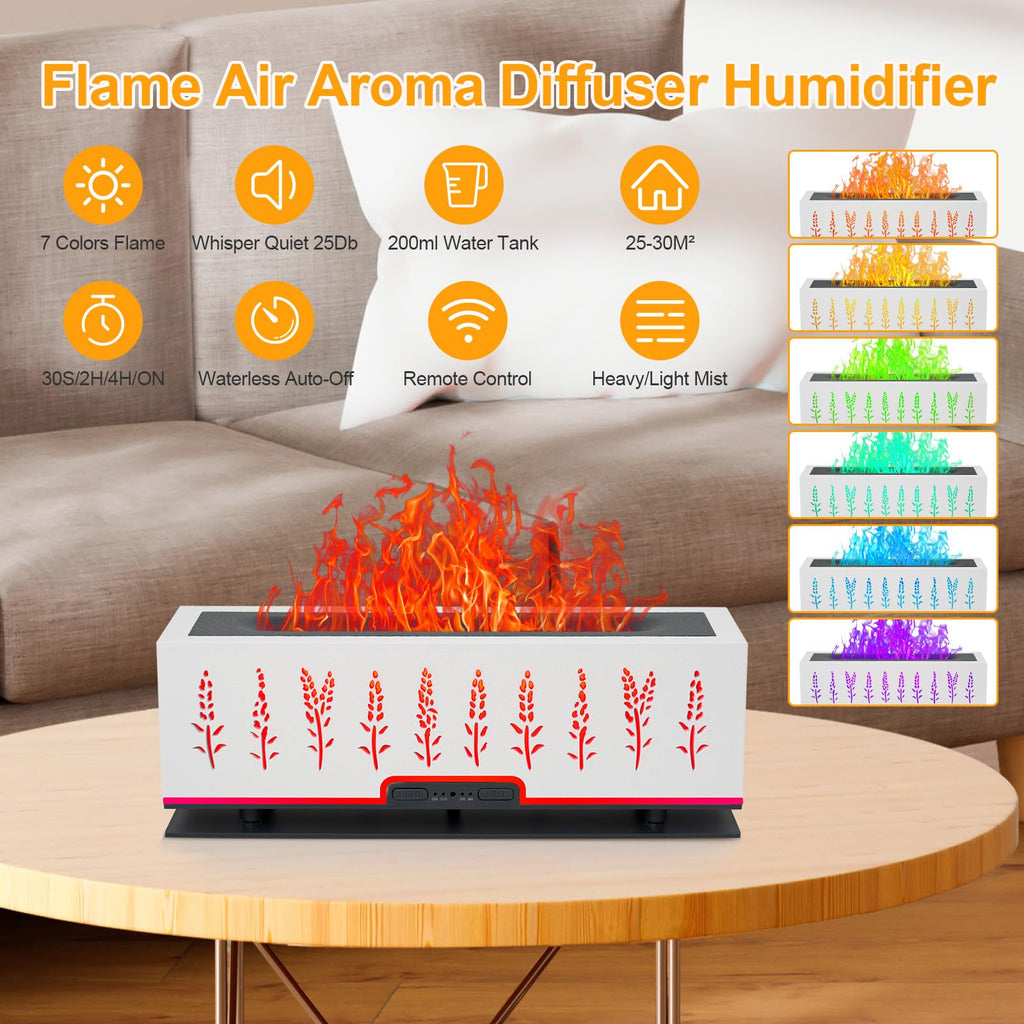 WENPHONE Colorful Essential Oil Diffuser, 7 Colors Flame Diffuser Changing Aromatherapy Diffuser, 200ml Cool Mist Ultrasonic Dif