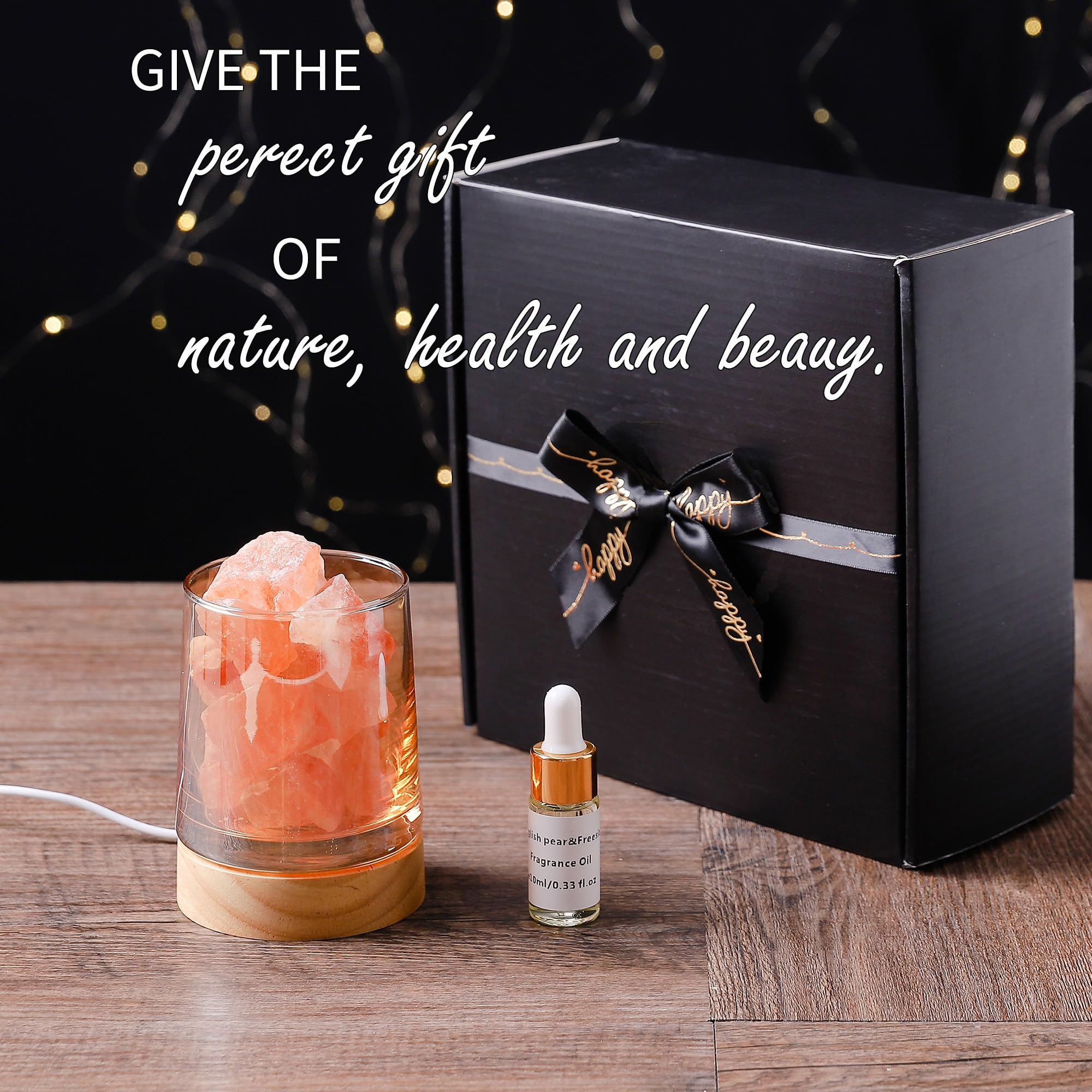 Himalayan Salt Stone Essential Oil Diffuser - Lavender Essential Oil Gift Set - Natural Aromatherapy Diffuser for Home & Office