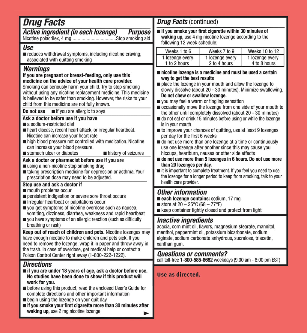 Habitrol Nicotine Lozenges 4 mg Mint Flavor - 135 Count - Stop Smoking Aid - Reduce Cravings and Withdrawal Symptoms