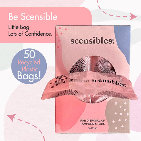 Scensibles Personal Care Disposal Bags (50 Count) - For Tampons, Pads, Liners, Condoms & More - Discreet, Hygienic & Odor-Reduci